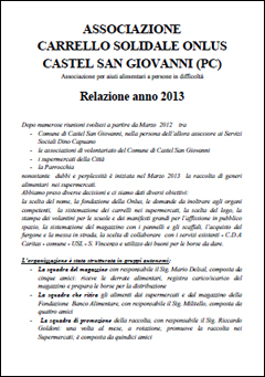 Relazione Anno 2013 - Carrello Solidale